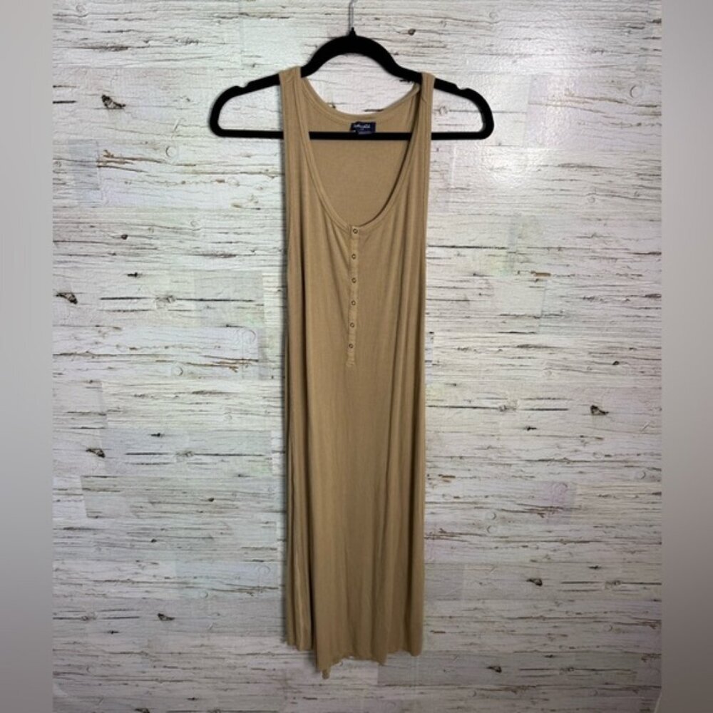 Splendid Scoop Neck Midi dress size large Coastal Tank Style button down cream